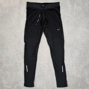 Nike Running Dri-FIT Leggings Womens Small Black Ankle Zip Reflective Tights